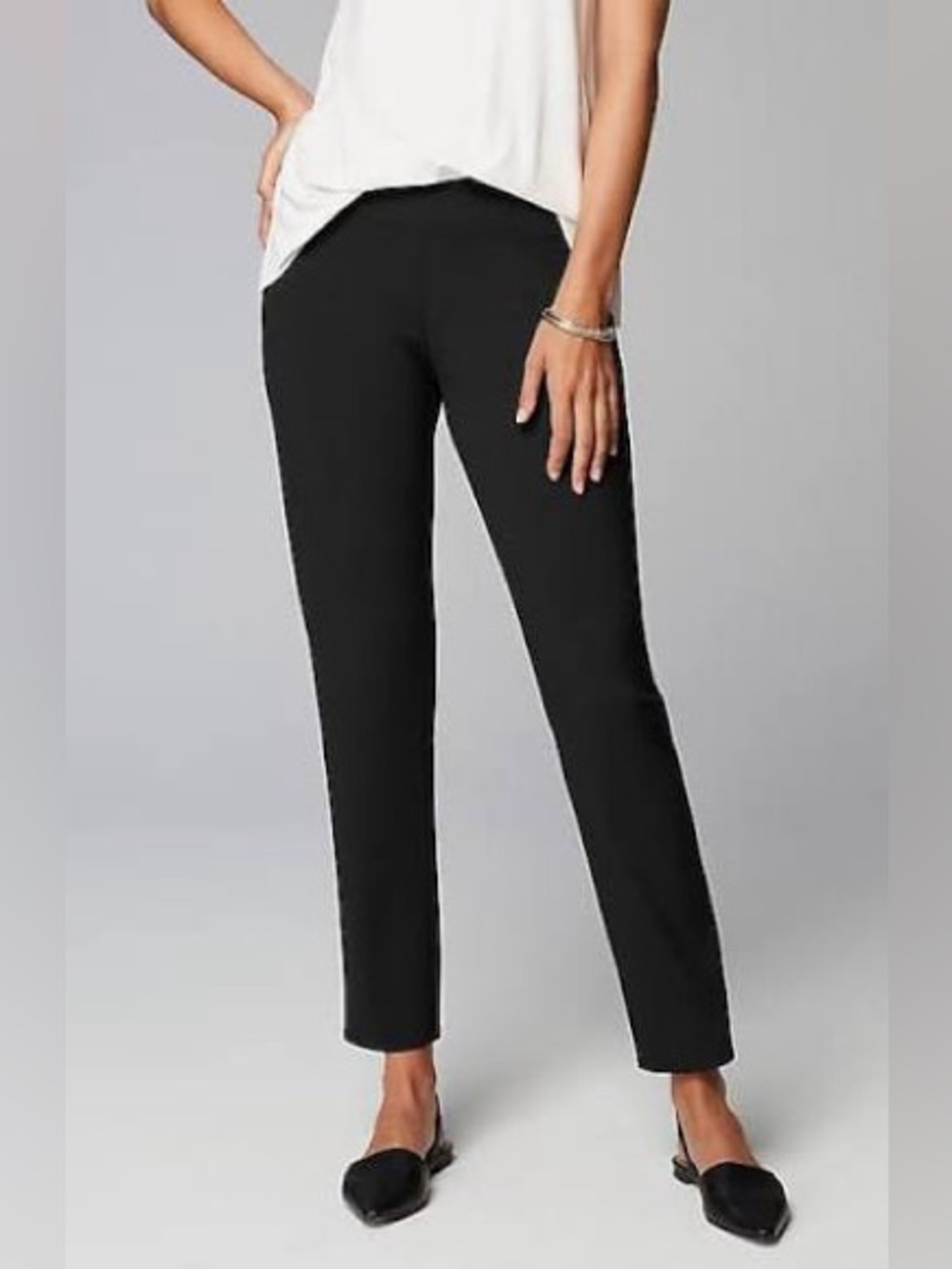 J. Jill Slim Leg Pull On Pants 2X Pockets Black Stretch Minimalist Casual Lounge